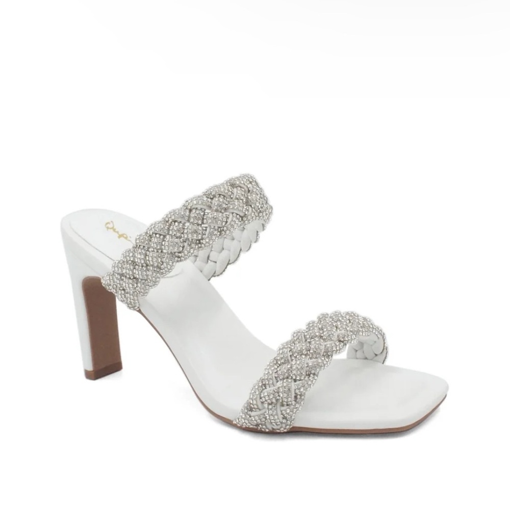 Glamorous White/Clear Rhinestone Heel Sandals - Picture 6 of 6